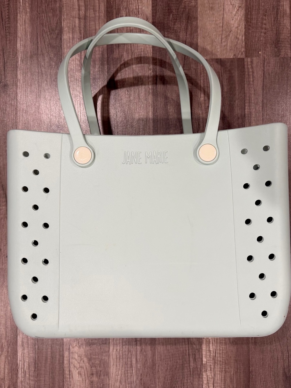 Anne Marie Mint Green Tote with Perforated Sides